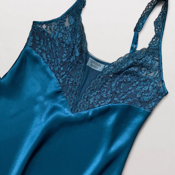 Y2K Victoria's Secret Gold Label Boudoir Maxi Dress S Hollywood Glam Emerald - Picture 6 of 8